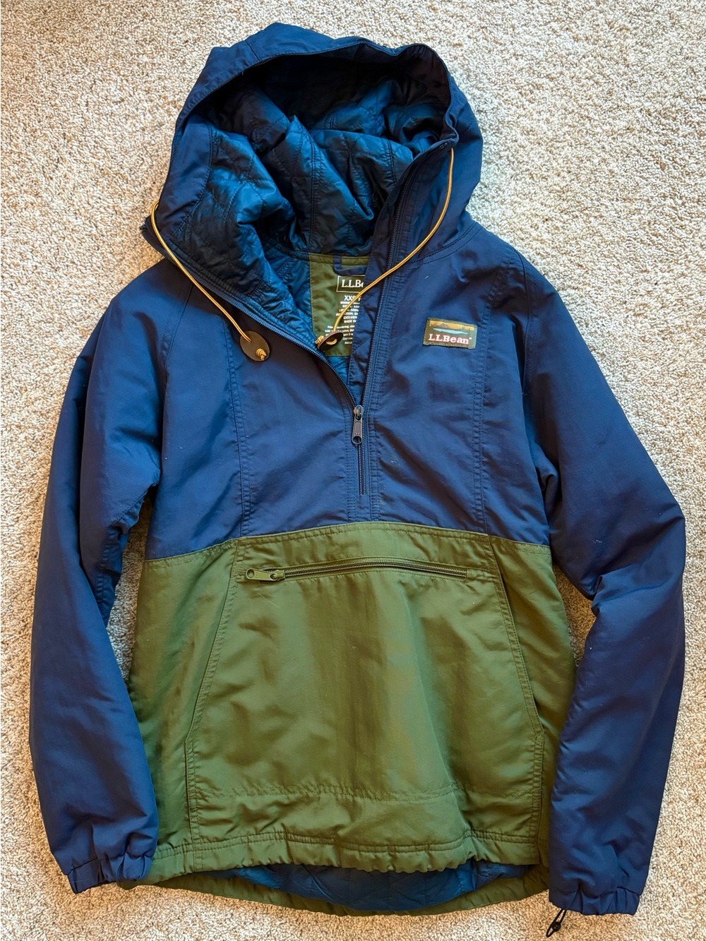Women's XXS Mountain Classic Anorak Rain Pullover (navy/green combo)
